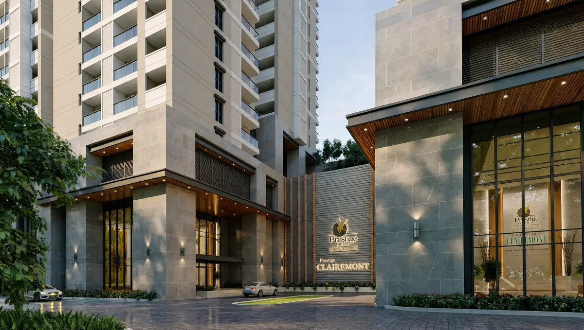 Arrival court and lobby entrance at Prestige Clairemont