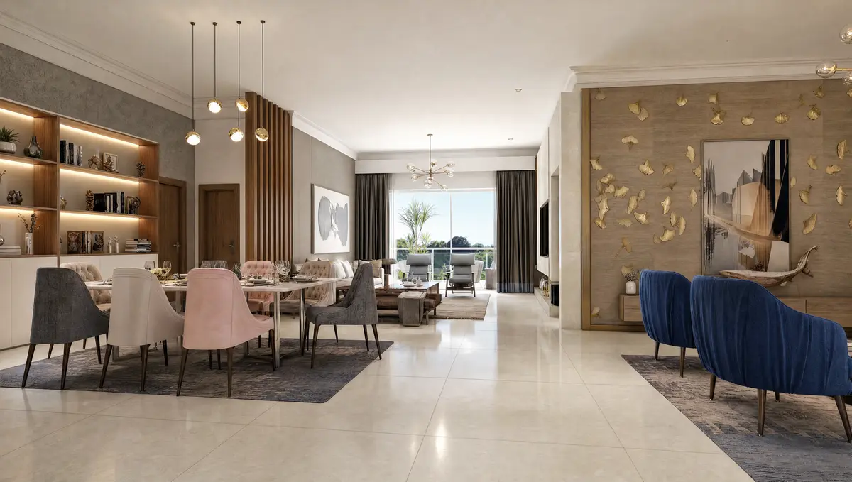 Living and dining hall inside a Prestige Clairemont home